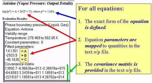 For equation text output files, see each equation help page for exact form of the equation and order of parameters in the Fitted parameters: section of the TDE output.