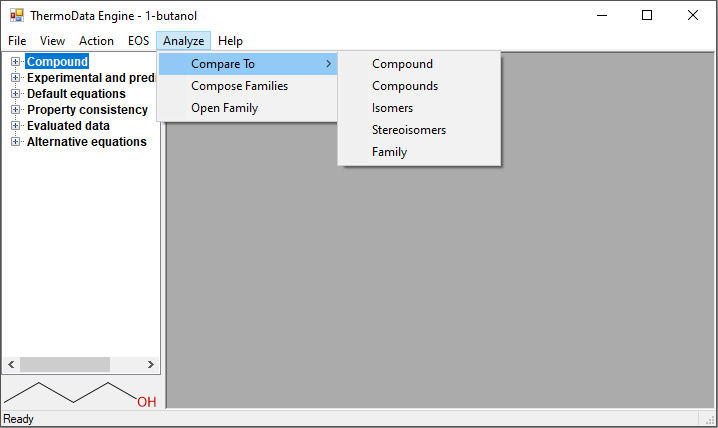 picture showing list of property comparions options, found by clicking the Analyze menu option, then Compare to