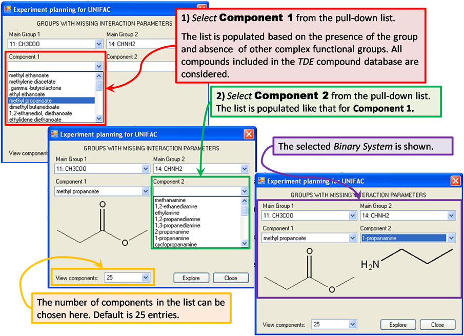 select compounents from dropdowns, which will show the selected binary system.