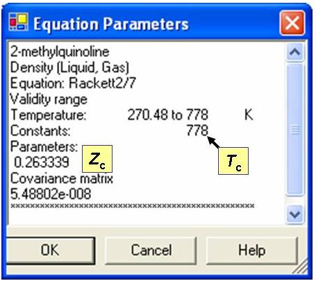 annotated evaluation results showing constant parameter T_c and fitted parameter Z_c