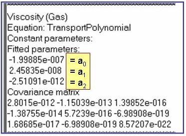 annotated evaluation results showing fitted parameters (top to bottom): a_0, a_1, a_2