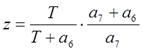 z=T / (T + a_6) × (a_7 + a_6) / a_7